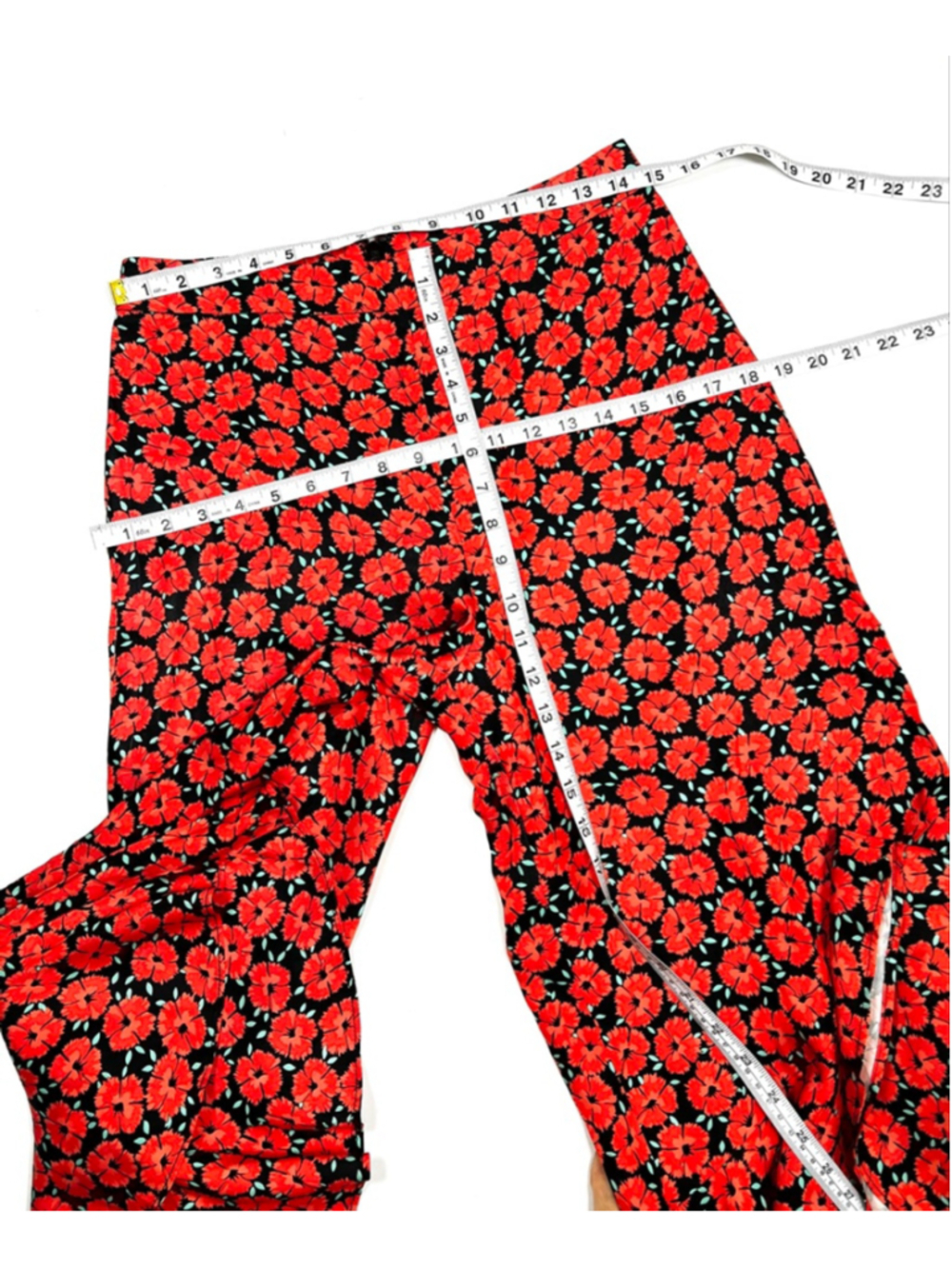 Anthropologie Womans Pants Red Floral Wide Leg Ruffke Pants Size 6 Viscose Cupro - Picture 8 of 10